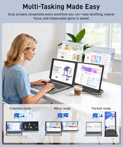 Laptop Screen Extender, 14" FHD 1080P IPS Portable Monitor for 13" - 17" Laptops, Plug & Play Screen Extender, Auto Adjust Width Dual Monitor, Compatible with Mac/Wins/Dex/Chrome | Lightweight Portable Monitor, Plug & Play, Auto Adjust Width Dual Monitor,