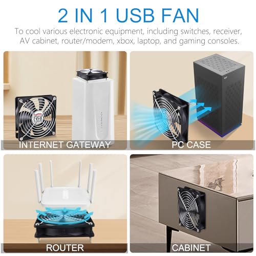 2 Packs Wathai 120mm x 25mm USB Fan with Speed Controller for Computer Receiver AV cabint Game Console PC Laptop TV Box Projector Router Cooling - size: 120x25mm (5V)