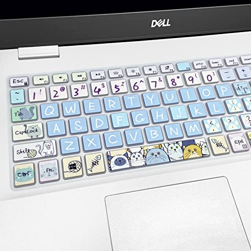 Keyboard Cover Skin for 2021 2020 2019 Dell Inspiron 15 5501 5502 5505 5508 5584 5590 5593 5598 15.6" / Inspiron 15 7000 7590 7591 7501 7506 7706 7790 / Vostro 7590 5590 7500, Cute Cat - color: Cute Cat