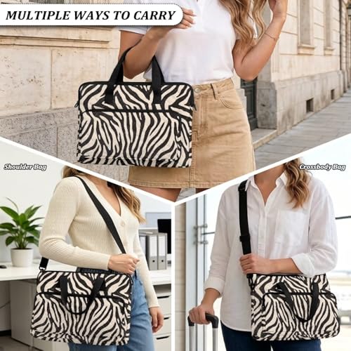 Laptop Sleeve, Laptop Cover with Adjustable Strap Computer Bag Tablet Notebook Sleeves Handbag Messenger Briefcase - color: Zebra Stripe