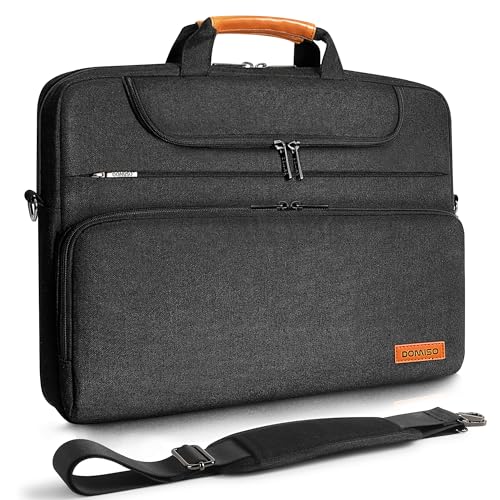 DOMISO 18 Inch Laptop Bag, Waterproof Business Briefcase for Men,Computer Messenger Shoulder Bag with Strap for Dell HP Lenovo ASUS Acer LG MSI Razer Alienware,Black - color: Black, size: 18 Inch