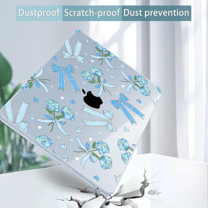 Tuiklol for MacBook Air 13 inch Case M5 2026 M4 2025 M3 2024 M2 2022 Release Model A3449 A3240 A3113 A2681,Plastic Hard Shell Cover for MacBook Air 13.6 with Touch ID, Bow & Rose Blue - color: Bow & Rose Blue