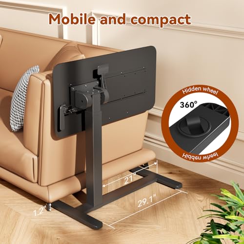Mobile Standing Desk, Left/Right Rolling Bedside Table | 90° Foldable Laptop Desk with Wheels, Height Adjustable Portable Computer Cart for Hospital Home Use, Black - color: Black