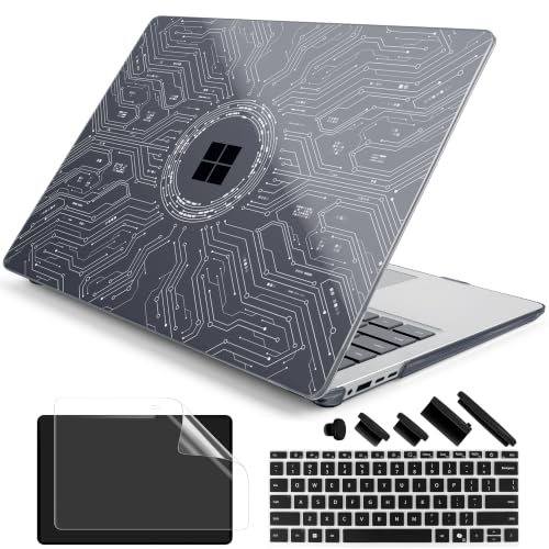 Batianda Case for Microsoft Surface Laptop 15 inch, Noir Circuit | Fits Surface Laptop for Business 8th Edition 2026 & Surface Laptop 7 2024, 4-in-1 Accessories Bundle, Slim Durable Hard Shell - color: Noir Circuit