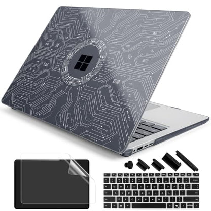 Batianda Case for Microsoft Surface Laptop 15 inch, Noir Circuit | Fits Surface Laptop for Business 8th Edition 2026 & Surface Laptop 7 2024, 4-in-1 Accessories Bundle, Slim Durable Hard Shell - color: Noir Circuit