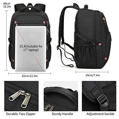 17.3 inch Laptop Backpack,Large Backpack Computer Bookbag Rucksack with USB Charging Port,Water Resistant Sturdy Backpack for Business College School Travel,Men Women Casual Daypack,Black - color: Black