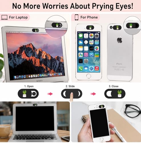 6Pcs Cute Webcam Cover Slide, Ultra Thin Laptop Camera Cover Slider for MacBook, Computer, iPad, Smartphone and PC Privacy Blocker