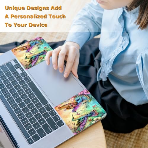 Universal Laptop Skin Sticker with 2 Wrist Pad Decals, 3-Piece Removable Vinyl Laptop Cover, Hummingbirds Flowers Waterproof Anti-Scratch, Easy-Trim Fit for 13.3" 14" 15.6" Laptops - color: Hummingbirds Flowers