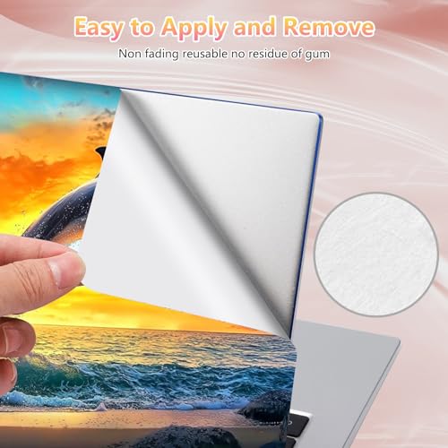 Laptop Skin Sticker Decal 12" 13" 13.3" 14" 15" 15.6",Waterproof Scratch Resistant Vinyl,Reusable Easy to Apply,for MacBook HP Dell Notebooks Netbooks Laptop,2 Wrist Pads,Dolphin Ocean Dusk - color: Dolphin Ocean Dusk