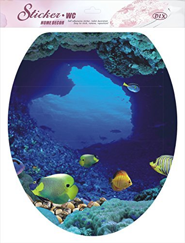 BooDecal Ocean Series Undersea Tropical Fish Toilet Lid Cover Stickers | 12 inches x 15 inches, Waterproof, Peel and Stick, For Bathroom Seat