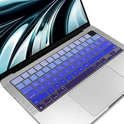 ProElife Keyboard Cover Skin for MacBook Air 13/15 Inch M5 M4, Ombre Blue | US Enter, Ultra Thin (0.26 mm), Silicone Protective Skin, Easy to Apply, Washable & Reusable, Dust-proof, Precision Molded - color: Ombre Blue