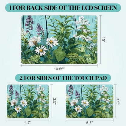 Laptop Skin Sticker Decal, 12" 13" 13.3" 14" 15" 15.4" 15.6 inch Personalized Universal Vinyl Notebook Skin Sticker Cover Art Protector Decal, Green Plant Flowers - color: Green Plant Flowers
