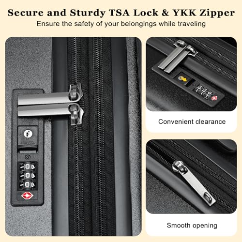 CENSIEN Expandable 16 Inch Carry On Luggage Airline Approved Small Suitcase | Lightweight ABS+PC Hard Shell Suitcases,360° Spinner Wheels,TSA Lock,YKK Zipper,Business Weekender Short Trips,Black - color: Black, size: 16 Inch EXT