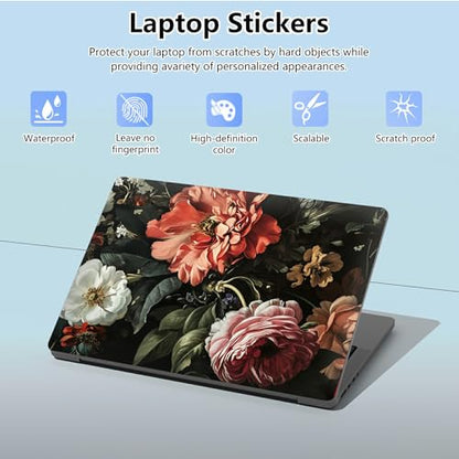 Universal Laptop Skin Sticker with 2 Wrist Pad Skins, Waterproof Scratch Resistant Vinyl Laptop Cover Decal, Cut to Fit for 11–15.6 Inch MacBook HP Dell Lenovo, Blooming Flower - color: Blooming Flower