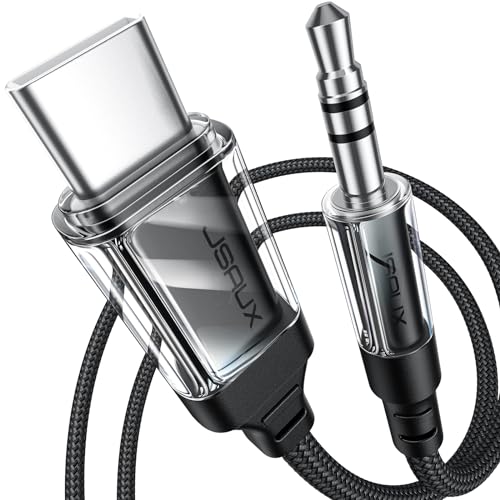 JSAUX Aux to USB C, USB C to 3.5mm Audio Aux Jack Cable Headphone Car Stereo Cord Compatible with iPhone 16/15 Pro Max, Samsung Galaxy S24 S23 Ultra, iPad Pro, Pixel 8-3.3FT - color: Crystal Black, size: 3.3ft