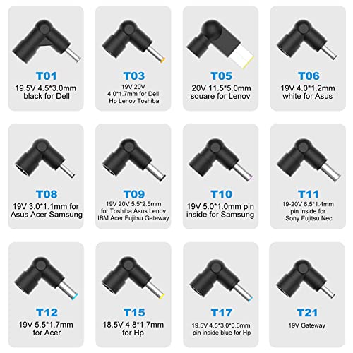ZOZO Universal Laptop Charger 45W AC Adapter for Dell HP Acer Asus Samsung Sony Toshiba Gateway Fujitsu Delta NEC Chromebooks Ultrabook 18.5V 19V 19.5V 20V Computer Power Cord Supply