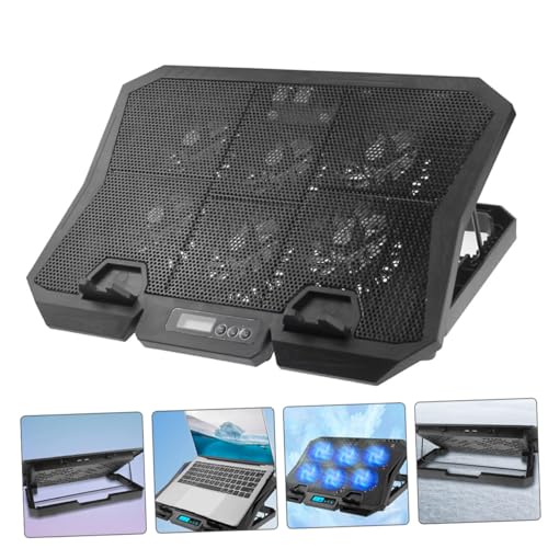 SOLUSTRE Laptop Cooling Pad with 6 Quiet Fans, 15.6-inch Adjustable Speed Laptop Cooler Stand with Blue Led, Portable Cooling Holder for Gaming and Office Use