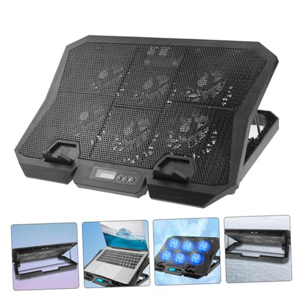 SOLUSTRE Laptop Cooling Pad with 6 Quiet Fans, 15.6-inch Adjustable Speed Laptop Cooler Stand with Blue Led, Portable Cooling Holder for Gaming and Office Use