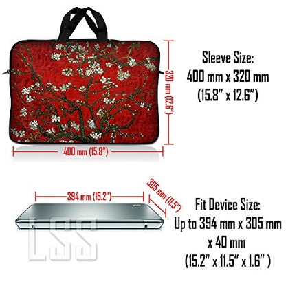 Laptop Sleeve Bag Carrying Case w/Handle & Adjustable Shoulder Strap & Matching Skin Sticker Compatible with 15" 15.4" 15.6" Dell, Asus, Acer - Red Almond Trees - color: Red Almond Trees, size: 15 inch