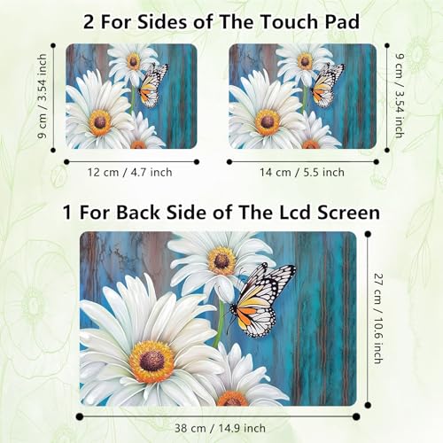 Laptop Skin Sticker Decal, Universal Reusable Vinyl Laptop Cover for 12" 13" 13.3" 14" 15" 15.4" 15.6" Notebook PC, Reusable Waterproof Scratch-Resistant with 2 Wrist Pads,Wood Chrysanthemum - color: Wood Chrysanthemum