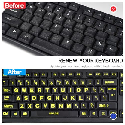 English Keyboard Letter Stickers Large Print Full Size Universal PC Computer Laptop Desktop Keyboard Replacement English Keyboard Stickers, QWERTY Alphabet Keyboard Stickers -1PCS - color: English-full Keyboard