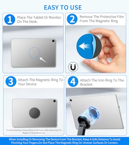 Adjustable Portable Magnetic Monitor/iPhone/Tablet Stand Magnetic Quick-Release - Foldable 10.1 10.5 11 11.6 12 12.5 15.6 17 17.3 18 18.5 inch Portable Monitor iPad Air mini Pro Samsung POS, Kindle
