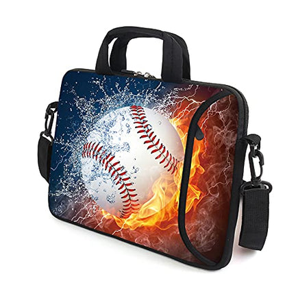 AMARY 15.4" 15.6" laptop sleeve chromebook case adjustable shoulder strap with handle accessory pocket for men women (Baseball) - color: Baseball