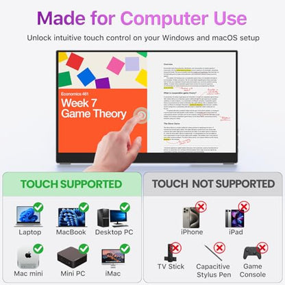 cocopar Portable Monitor Touchscreen 15.6 Inch 1080P FHD 90% sRGB Travel Monitor with Speaker HDMI USB-C Second Screen for Laptop MacBook Surface PC Xbox PS4/5, VESA Mountable, with Touchscreen - size: 15.6 Inch