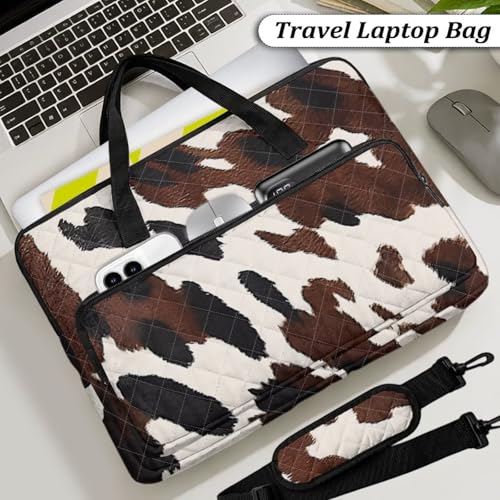 Laptop Sleeve, Laptop Cover with Adjustable Strap Computer Bag Tablet Notebook Sleeves Handbag Messenger Briefcase - color: Brown Cow