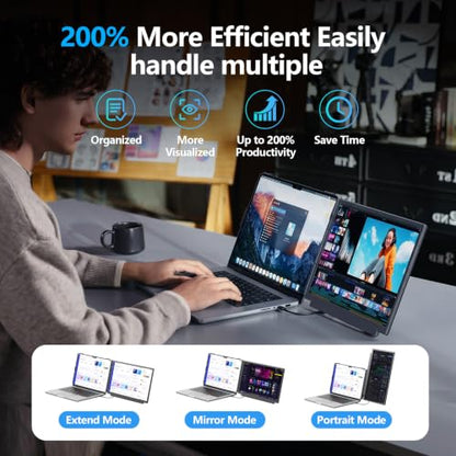 Laptop Screen Extender, 15.6" FHD 1080P IPS Laptop Monitor Extender for 13" - 17.3" Laptops, Plug-Play Portable Dual Monitor, Only 2.75lbs Travel Monitor for Wins/Mac/Dex/Chrome