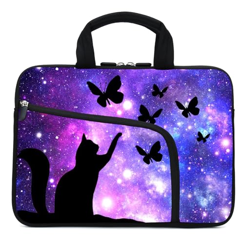 15Inch Laptop Sleeve Carrying Bag with Handle， Front Pocket for Placing Power Adapter and Mouse for men women - color: Cat-2