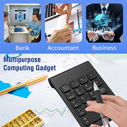 cimetech Wireless Number Pad, 18 Keys Numeric Keypad with USB Receiver | Office Accounting, Portable, Mini, for Laptop PC Computer Desktop Surface Pro Notebook - color: 2.4G-Black