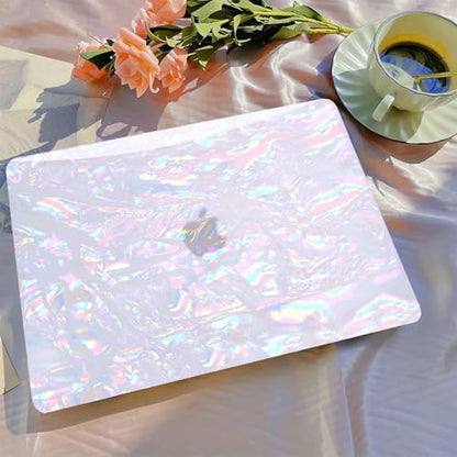 B BELK Compatible with MacBook Air 13 inch Case M5 2026 2025 2024-2022 M4 M3 M2 A3449 A3240 A3113 A2681, Plastic Hard Shell+Keyboard Cover+Screen Protector for MacBook Air 13.6 inch Case, Iridescent - color: Shiny Iridescent