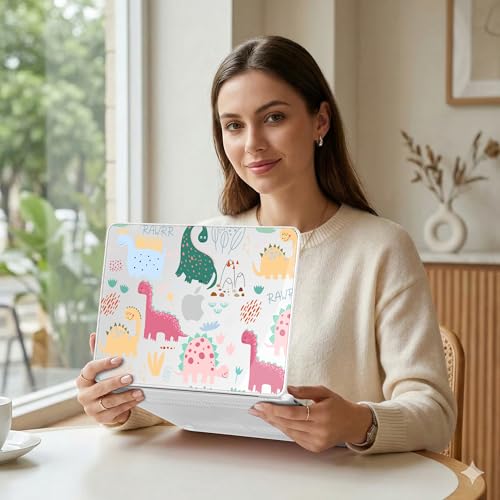 MEEgoodo 4-in-1 Printed Case for MacBook Neo 13 inch 2026 Release Model A3404, Laptop Hard Shell Cases with Keyboard Skin & Screen Protector & Webcam Covers, Cute Dinosaurs - color: Cute Dinosaurs