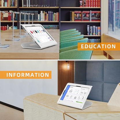 Tablet POS Stand - Heavy Duty Steel Kiosk Stand with 360° Swivel Base Anti-Theft Compatible with 10.9" iPad 10th, Pro 11" 1 2 3 4, Air 4 5, Air 11"(M2/M3/M4), iPad 11"(A16) - BSC102WA - color: White