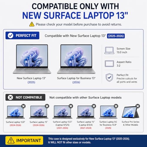 Batianda Mountain Escape Case for Microsoft Surface Laptop 13 inch | Fits Surface Laptop 2025 13" Surface Laptop for Business 2026, Slim Hard Shell, Lightweight Protection, Precision Fit - color: Misty Mountain