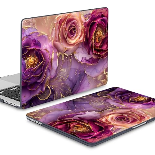 Mektron Case for MacBook Pro 16 Inch A2141 Cover 2019 Release 16" with Liquid Retina Display/Touch ID, Plastic Hard Shell with Keyboard Skin & Screen Protector & Dust Plug, Marble Flowers - color: Marble Flowers