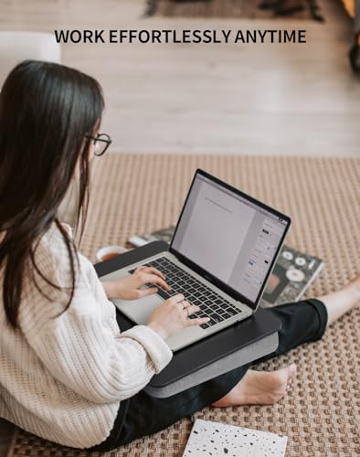 ZEAPTAC Lap Desk with Pillow Cushion, Portable Bed Desk, Fits up to 15.6 inch Laptop, Lap Stand for Bed & Couch & Carpet, Book/Tablet/Drawing Board Stand - Black - color: Black