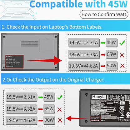 45W Charger Compatible with HP Notebook 15 HP Pavilion 14 TPN-LA15 TPN-CA14 r-41013153 L25296-002 L25296-001 L25296-003 741727-001 L25296-011 213349-109 19.5V 2.31A Smart Blue tip Laptop Power Adapter