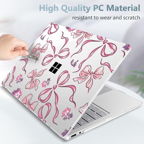 Mektron Printed Case for 2025 Microsoft Surface Laptop Windows 11 Copilot+ PC Surface Laptop 13 inch Touchscreen Display Cover Fits Model 2095, Flowers-Bows-Pink - color: Flowers-Bows-Pink