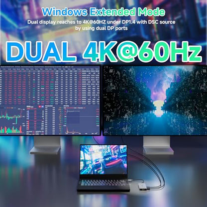 Laptop Docking Station,WAVLINK Triple Monitors Dock,Dual DisplayPort,HDMI | Single 8K@30Hz, 100W PD in, 3×USB-C/A 10Gb, 2.5G Ethernet, SD/TF and Mic/Audio, Compatible with Dell/HP/Lenovo, Windows Only