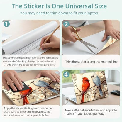 Universal Laptop Skin Decal, 3-Piece Vinyl Protector for 12 13 14 15.6" Notebook, Waterproof Anti-Scratch, Easy Trim & Bubble-Free Finish, Red and Blue Birds - color: Red and Blue Birds