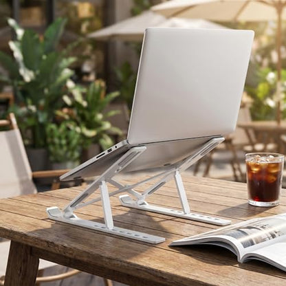 Ergonomic Laptop Stand, Plastic Laptop Riser, Portable and Adjustable Notebook Computer Holder Compatible,White - color: White