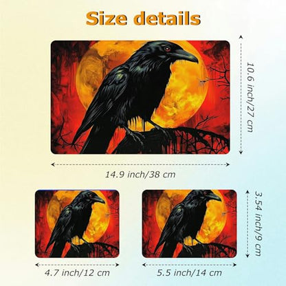Universal Laptop Skin Sticker with 2 Wrist Pad Decals, 3-Piece Removable Vinyl Laptop Cover, Dark Crow Waterproof Anti-Scratch, Easy-Trim Fit for 13.3" 14" 15.6" Laptops - color: Dark Crow
