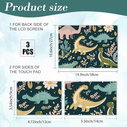 PLIGREAT 15 Inches Cartoon Dinosaur Laptop Skin Stickers, Reusable Netbook Skin Sticker Vinyl Decals for PC Notebook Laptops Keyboard Cover Universal 12" 13" 13.3" 14" 15", Pink Green - color: Pink Green