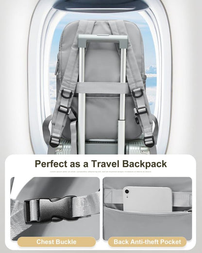 Laptop Work Backpack for Women - 15.6 Inch Laptop Compartment, Lightweight Waterproof Large Travel Backpack for College, Nurse & Teacher, Grey - color: Model a Grey