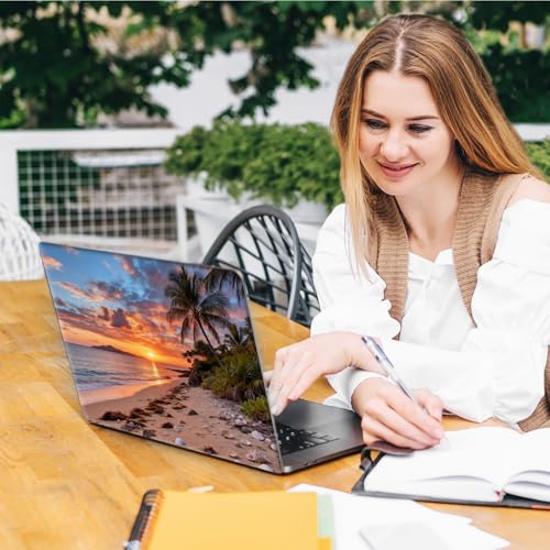Laptop Skin Sticker Decal, Universal Reusable Vinyl Laptop Cover for 12" 13" 13.3" 14" 15" 15.4" 15.6" Notebook PC, Reusable Waterproof Scratch-Resistant with 2 Wrist Pads,Beach Coconut Tree - color: Beach Coconut Tree
