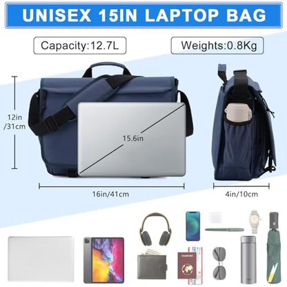 VASCHY Messenger Bag for Men,Water Resistant Casual Satchel Briefcase Fashion Laptop Work Bag Crossbody Shoulder Handbag for Women College Campus Blue - color: Blue
