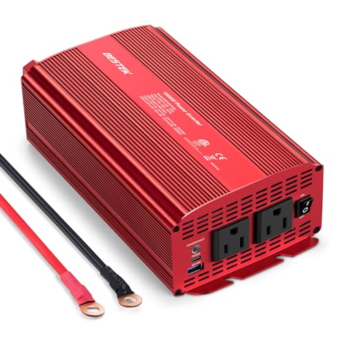 BESTEK 1000W Power Inverter for Vehicles DC 12V to AC 110V Inverter | 2 AC Outlets/PD 30W USB-C Port/18W USB A Quick Charge Port/Multi-Protection/Car Charger Adapter for Car/RV/Truck/Home