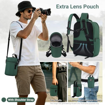 MOSISO Camera Backpack, DSLR/SLR/Mirrorless Photography Camera Bag, Waterproof Hardshell Case with Lens Pouch&Tripod Holder&15.6 inch Laptop Compartment Compatible with Canon/Nikon/Sony, Emerald Green - color: Emerald Green